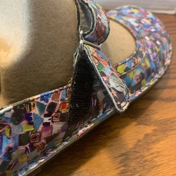 Alegria Mary Janes Bella Multi Cube colorful comfortable low wedge heel size38/8 - Picture 8 of 12